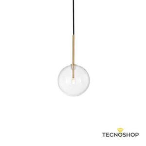 IDEAL LUX SOSPENSIONE "EQUINOXE" 1xG4 D.15cm OTTONE E VETRO SOFFIATO TRASPARENTE