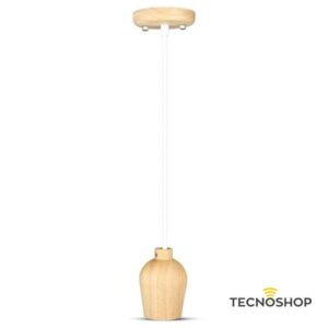 SOSPENSIONE IN LEGNO CON CAVO BIANCO E PORTALAMPADA E27