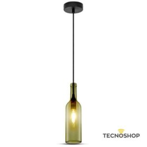 SOSPENSIONE IN VETRO GRIGIO A FORMA DI BOTTIGLIA CON PORTALAMPADA E14