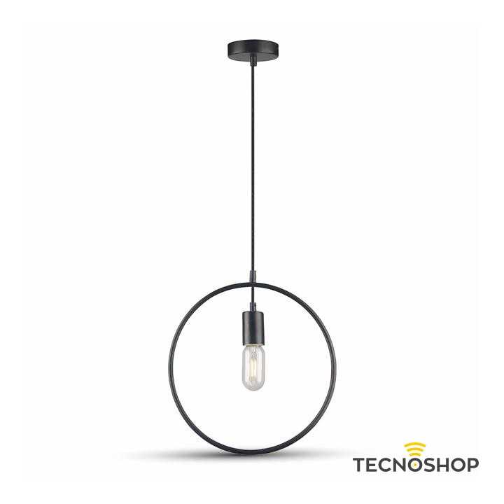 SOSPENSIONE GEOMETRICA ROTONDA NERA OPACA CON PORTALAMPADA E27