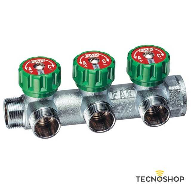 FAR COLLETTORE CON VALVOLE A 3 VIE DA 3/4" MF