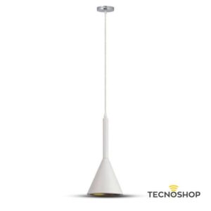 SOSPENSIONE IN ALLUMINIO BIANCO E INTERNO ORO CON PORTALAMPADA E27