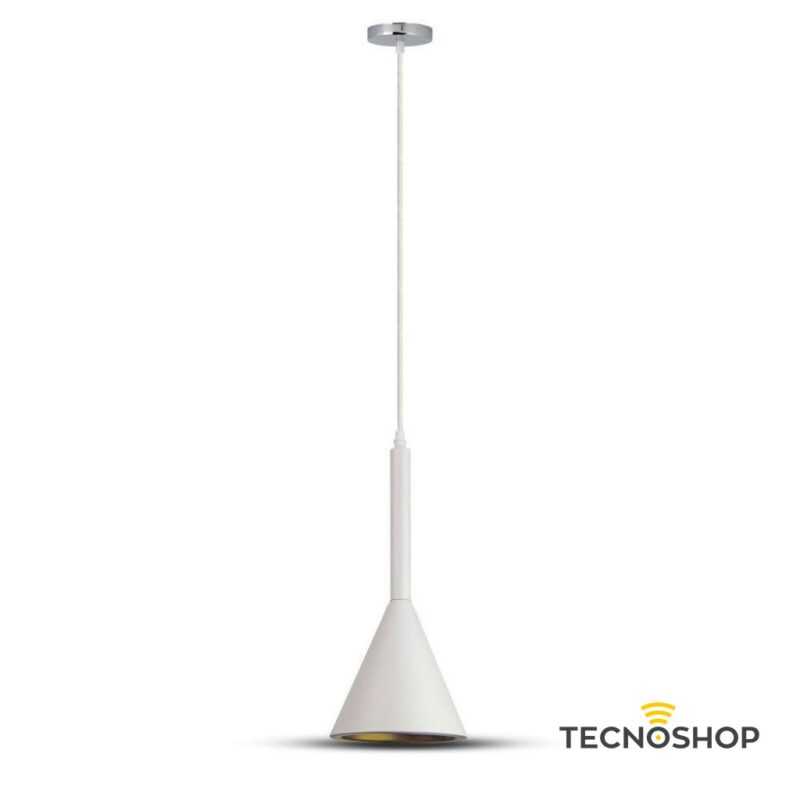 SOSPENSIONE IN ALLUMINIO BIANCO E INTERNO ORO CON PORTALAMPADA E27