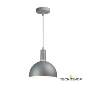 SOSPENSIONE IN ALLUMINIO E PLASTICA GRIGIA CON PORTALAMPADA E14