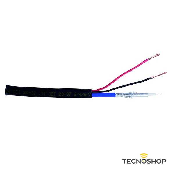 CAVO COMPOSITO 2 X 0.50 + MINI RG 59 PER TVCC HD NERO MATASSA 100 MT