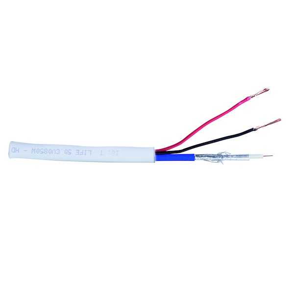 CAVO COMPOSITO 2x0.50 + MINI RG 59 PER TVCC HD BIANCO - immagine 2