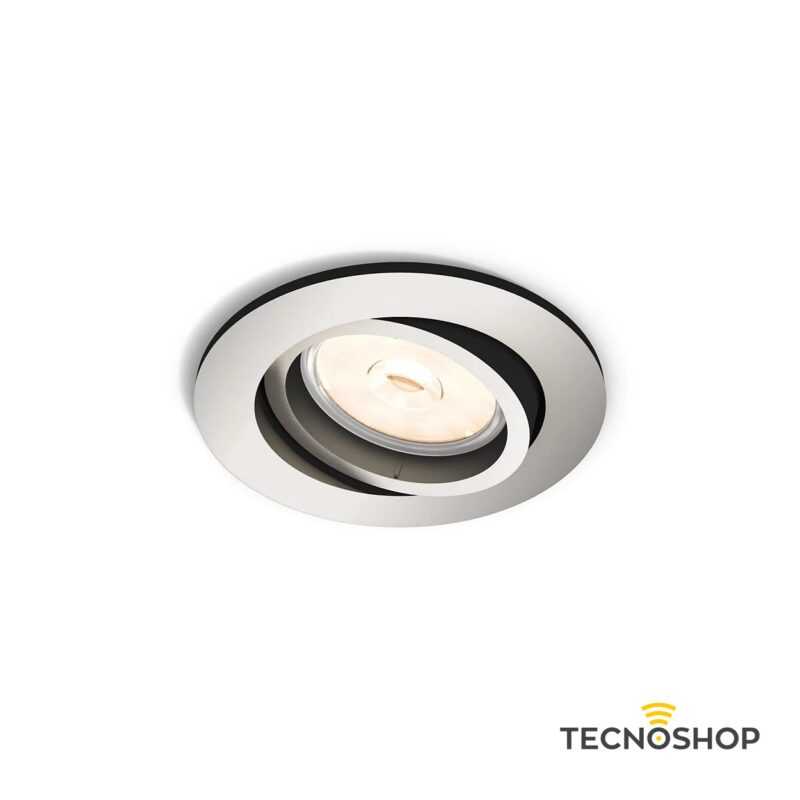 PHILIPS FARETTO ORIENTABILE TONDO NICKEL SATINATO CON PORTALAMPADA GU10