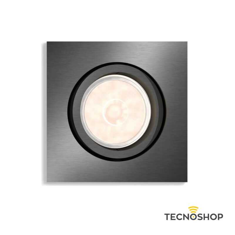 PHILIPS FARETTO ORIENTABILE QUADRATO GRIGIO SATINATO CON PORTALAMPADA GU10 - immagine 2