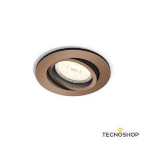 PHILIPS FARETTO ORIENTABILE TONDO RAME SPAZZOLATO CON PORTALAMPADA GU10