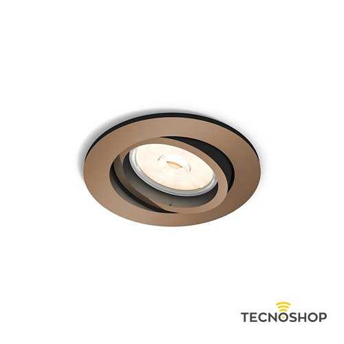 PHILIPS FARETTO ORIENTABILE TONDO RAME SPAZZOLATO CON PORTALAMPADA GU10