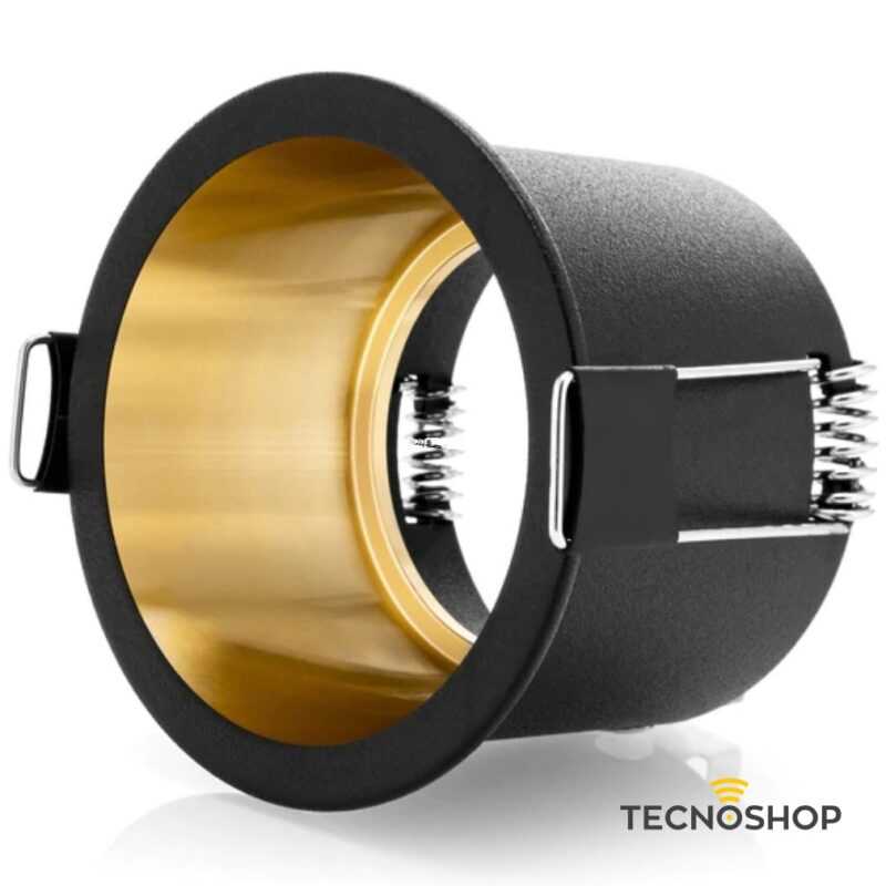 FARETTO NERO GU10 CON INTERNO ORO FORO Ø60 D.68mm