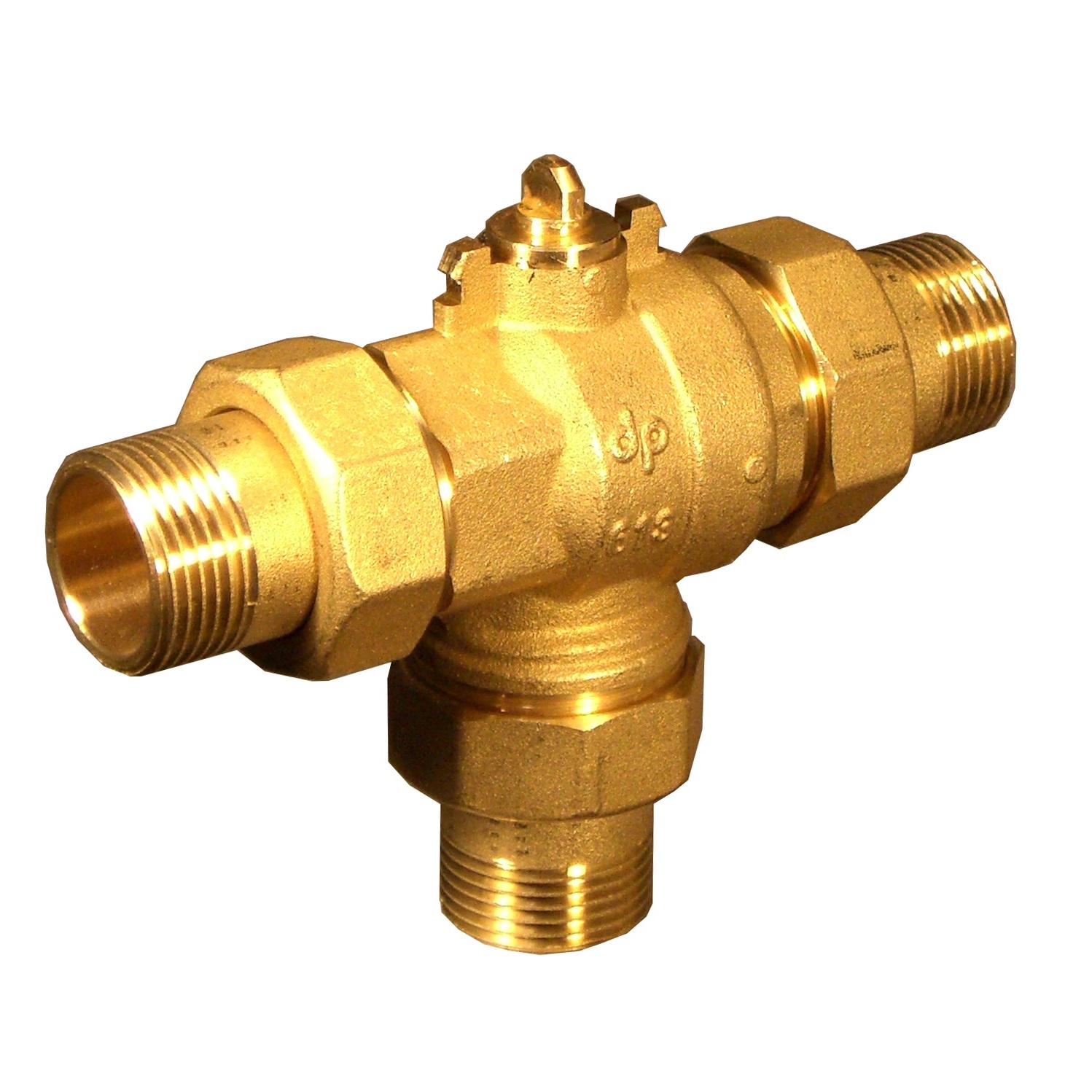 DEPALA CORPO VALVOLA SFERA DEVIATRICE 3 VIE 3 FORI CON BOCCHETTONI DA 3/4"