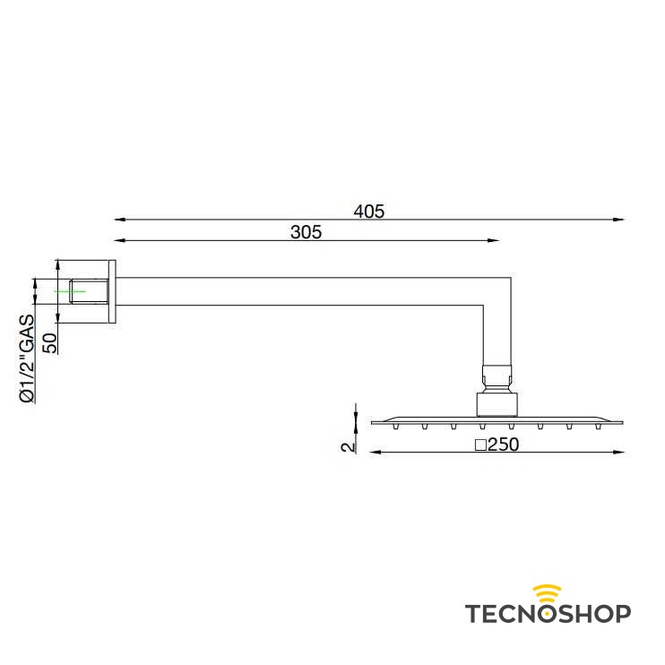 GABOLI KIT SOFFIONE DOCCIA QUADRATO D.25x25cm CON BRACCIO CROMATO - immagine 2