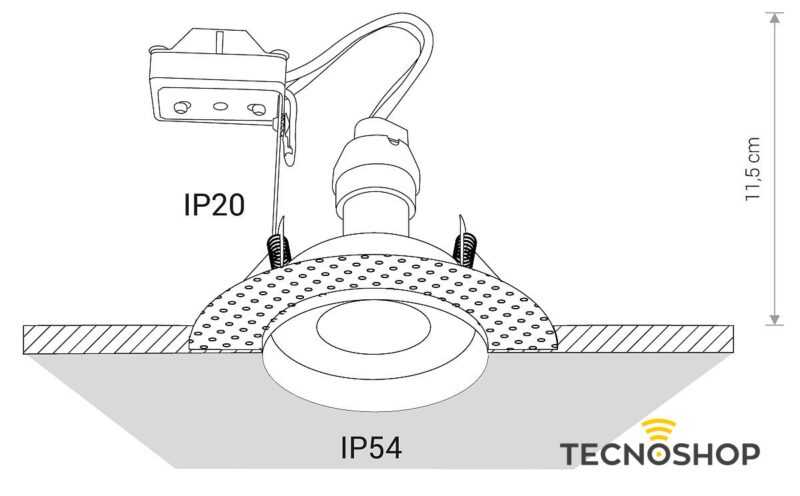 NOWODVORSKI FARETTO INCASSO PER CARTONGESSO 1XGU10 IP54 NERO - immagine 4