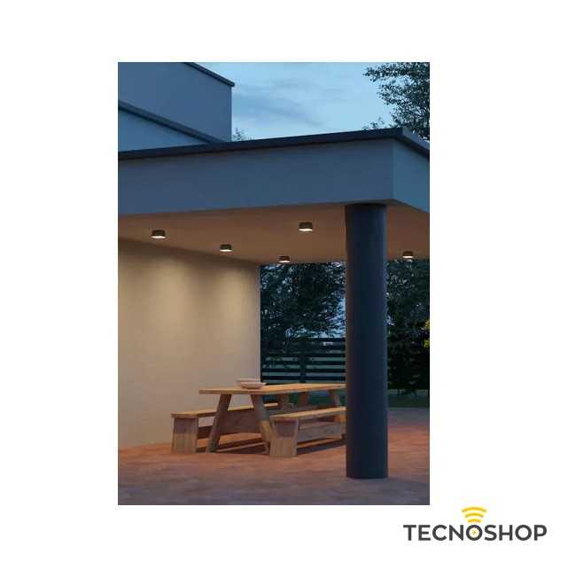 PLAFONE LED "AKRON" GRIGIO 9W 3000K IP65 QUADRATO - immagine 2