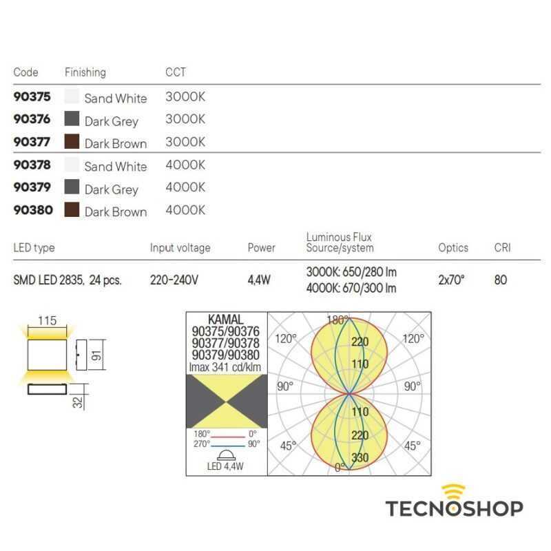REDO APPLIQUE LED "KAMAL" 4.4W 4000K 115x91x32mm CON FINITURA CORTEN - immagine 3
