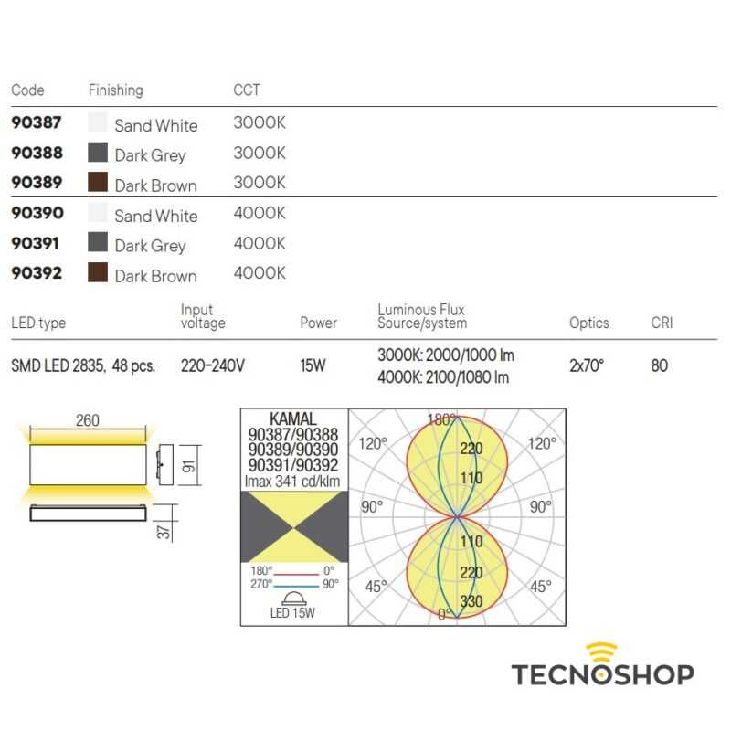 REDO APPLIQUE LED "KAMAL" 15W 4000K 260x91x37mm CON FINITURA CORTEN - immagine 3