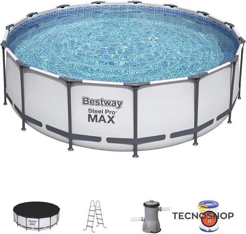BESTWAY PISCINA TONDA 457x122cm CON FILTRO-SCALETTA E TELO - immagine 2