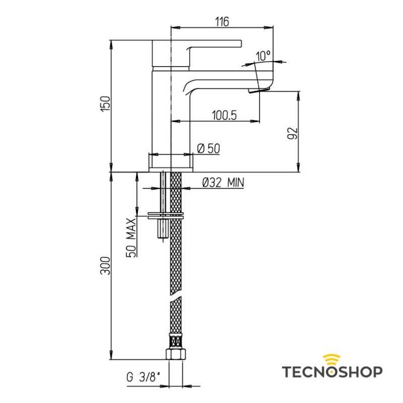 PAINI MONOCOMANDO LAVABO "HORNET" CROMATO CON PILETTA DA 1"1/4 - immagine 2