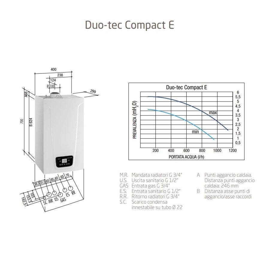 BAXI CALDAIA CONDENSAZIONE "DUO -TEC COMPACT E" 28 KW METANO/GPL - immagine 2
