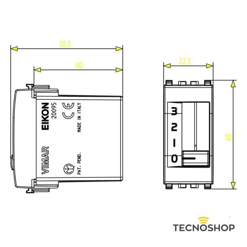 VIMAR COMMUTATORE A SLITTA 20095.B 1P 6(2)A BIANCO - immagine 3