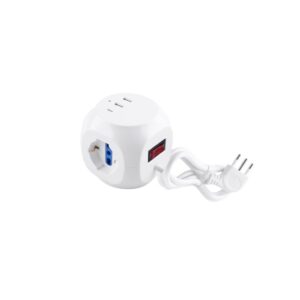 FAI MULTIPRESA CUBO CON 3 PRESE SHUKO + 2 USB CON INTERRUTTORE