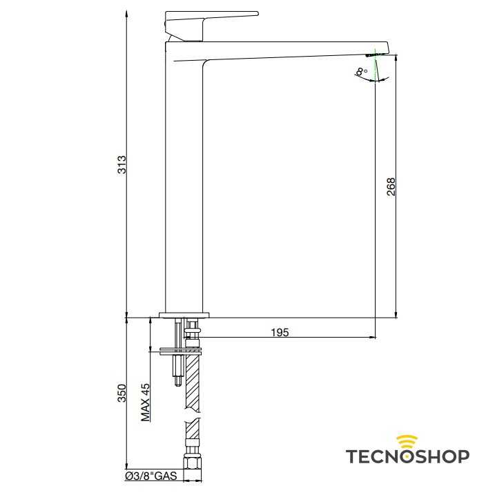 GABOLI MISCELATORE LAVABO SERIE "CHEOPE" CROMATO SENZA PILETTA - immagine 2