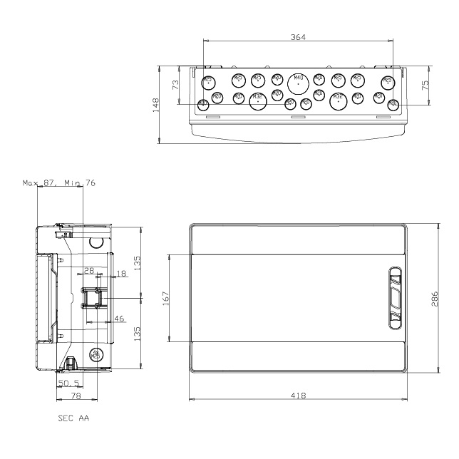 AEG CENTRALINO PARETE STAGNO 1 FILA 18 MODULI - immagine 2
