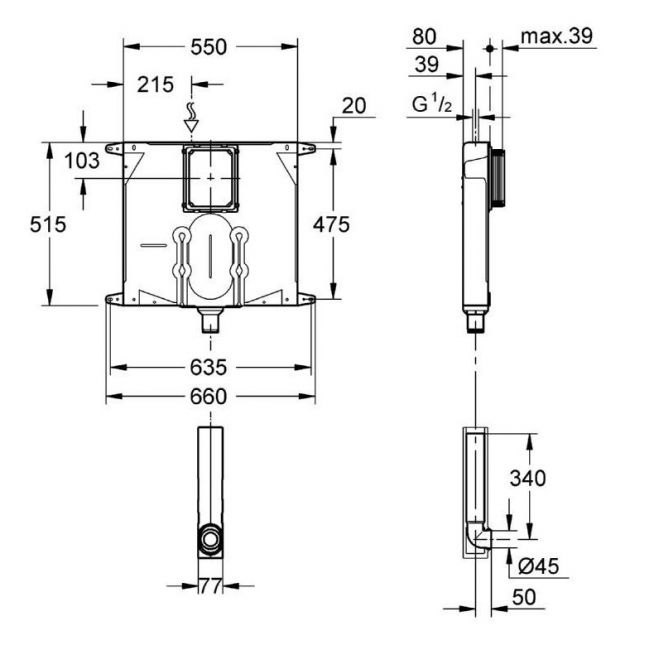 GROHE CASSETTA DI SCIACQUO AD INCASSO PER WC CON SPESSORE 80mm - immagine 2