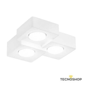 INTEC PLAFONE QUADRATO "ATHEN" 3xGX53 IN GESSO BIANCO