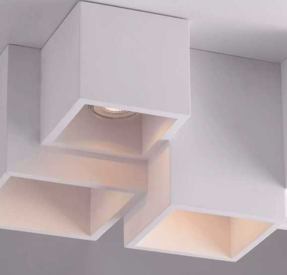 INTEC PLAFONE QUADRATO “FOSTER” 3xGU10 IN GESSO BIANCO - immagine 3