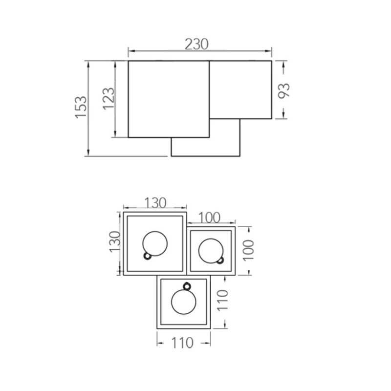 INTEC PLAFONE QUADRATO “FOSTER” 3xGU10 IN GESSO BIANCO - immagine 4