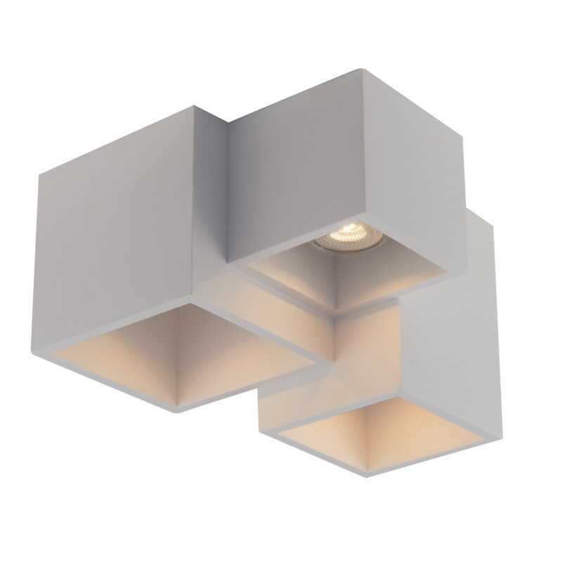 INTEC PLAFONE QUADRATO “FOSTER” 3xGU10 IN GESSO BIANCO - immagine 2