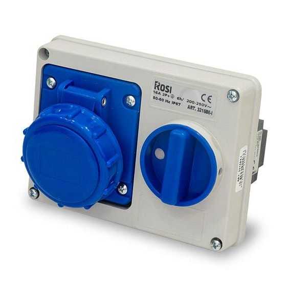 ROSI PRESA CEE INTERBLOCCATA DA INCASSO 2P+T DA 16A IP67