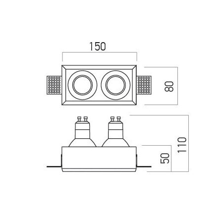 ARELUX XGESS FARETTO RASO SOFFITTO TONDO 2xGU10 150x80 - immagine 3