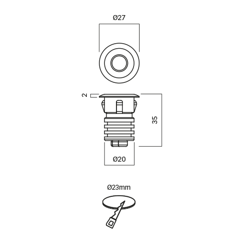 DOGI FARETTO INCASSO "ORSEOLO" TONDO 1,2W 6200K IP40 ALLUMINIO - immagine 2