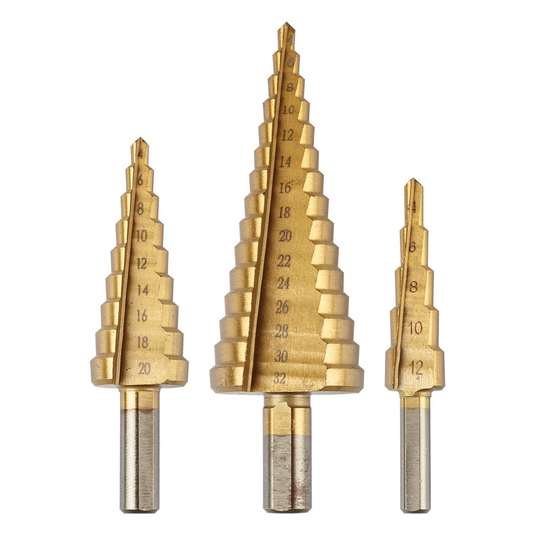 TOPEX KIT 3 PUNTE A GRADINI 4-12, 4-20, 4-32 mm IN ACCIAIO HSS