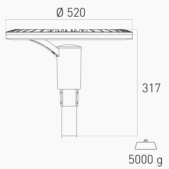 LAMPIONE STRADALE LED ZEROTONDO 60W LUCE NATURALE - immagine 2