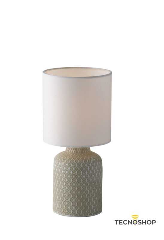 INTEC LAMPADA DA TAVOLO "RAVELLO" 1XE14 IN CERAMICA GRIGIA E PARALUME IN TESSUTO - immagine 2