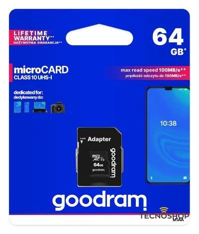 GOODRAM MICROSD 64GB 10 UHS I + ADATTATORE - immagine 2