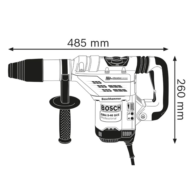 BOSCH MARTELLO DEMOLITORE GBH5-40 CON ATTACCO SDS MAX 1100W 8,5J 6,8Kg - immagine 3