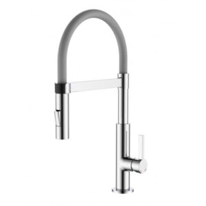 SPHERA MISCELATORE LAVELLO CUCINA 2 GETTI CON CANNA IN SILICONE GRIGIO