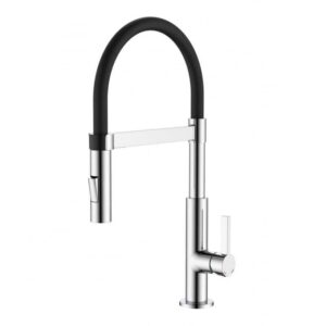 SPHERA MISCELATORE LAVELLO CUCINA 2 GETTI CON CANNA IN SILICONE NERO