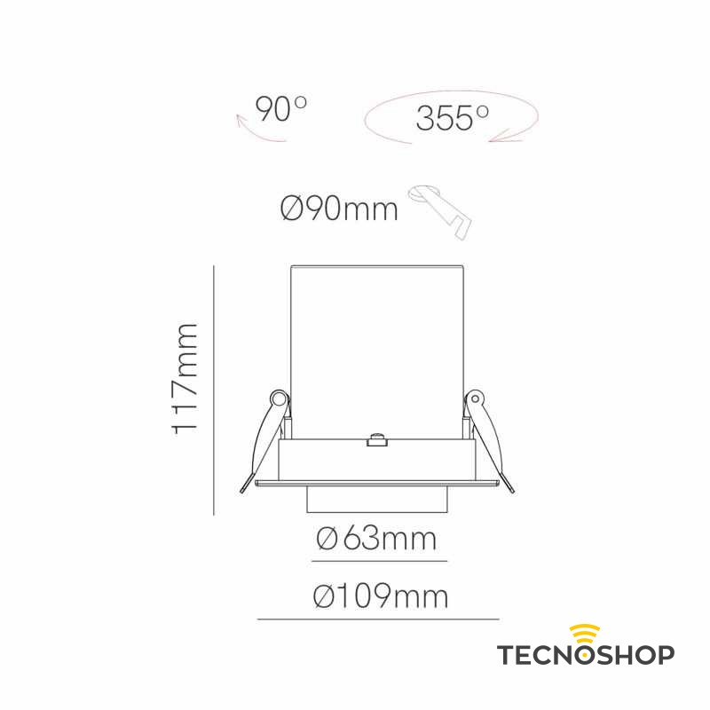 BENEITO FARETTO INCASSO LED OXO TONDO 12W TRICOLOR DIMMERABILE NERO - immagine 2
