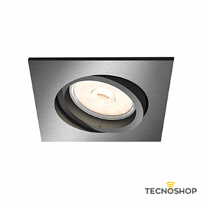 PHILIPS FARETTO ORIENTABILE QUADRATO GRIGIO SATINATO CON PORTALAMPADA GU10