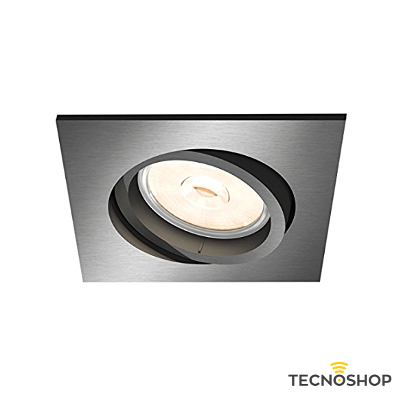 PHILIPS FARETTO ORIENTABILE QUADRATO GRIGIO SATINATO CON PORTALAMPADA GU10