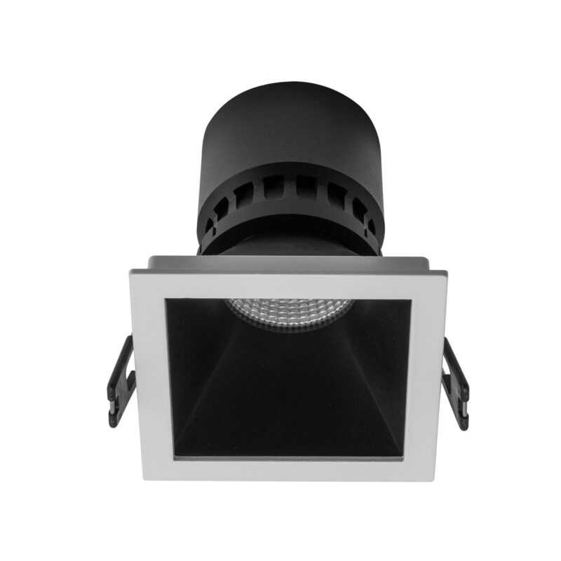 REDO FARETTO INCASSO XPOLI 1xGU10 QUADRATO CORNICE BIANCA E INTERNO NERO