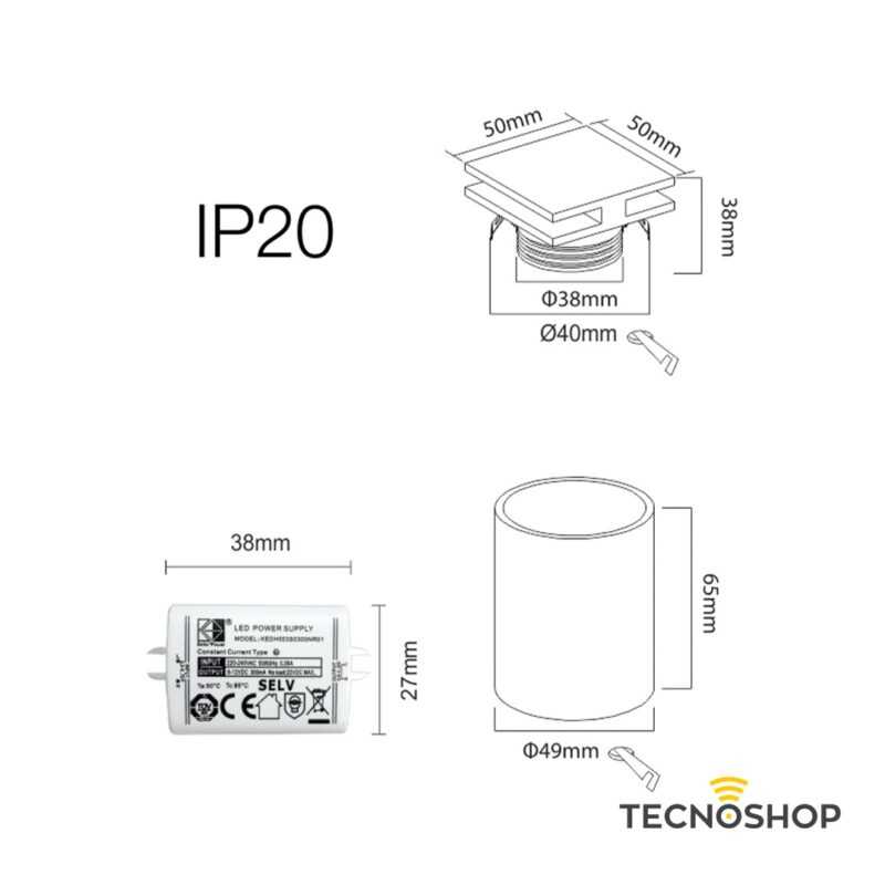 BENEITO SEGNAPASSO LED "PORT" QUADRATO 4W 3000K CON FINITURA BIANCA - immagine 2