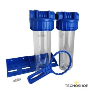 KIT PORTAFILTRO ACQUA DOPPIO DA 3/4" PER CARTUCCE DA 10"