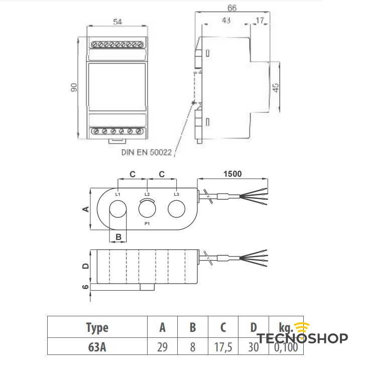 FRER ANALIZZATORE DI RETE 2 MODULI DIN TRIFASE CON TA 63A AUX 230Vac - immagine 2